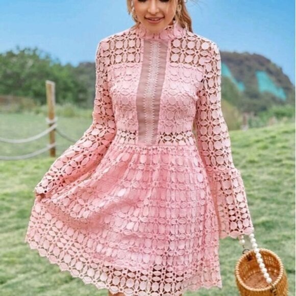 PLAIN CONTRAST MESH CUT OUT DRESS - Picture 5 of 10